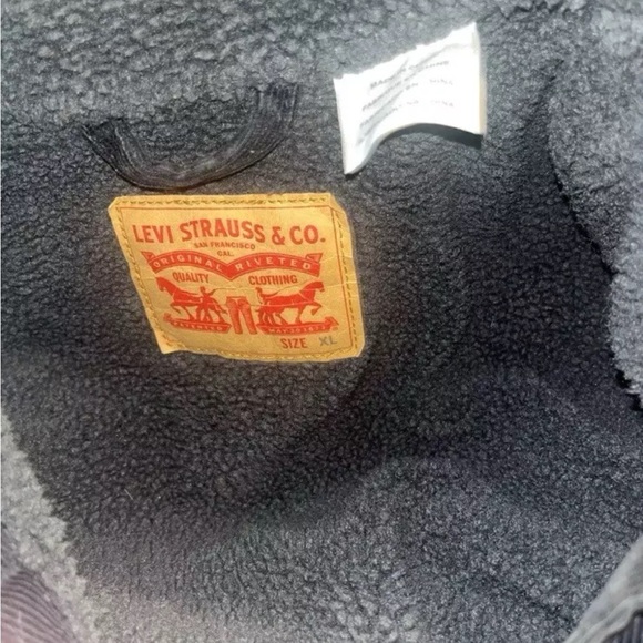 Levi's Black Corduroy Sherpa Lined Trucker Jacket Mens XL - Picture 10 of 12